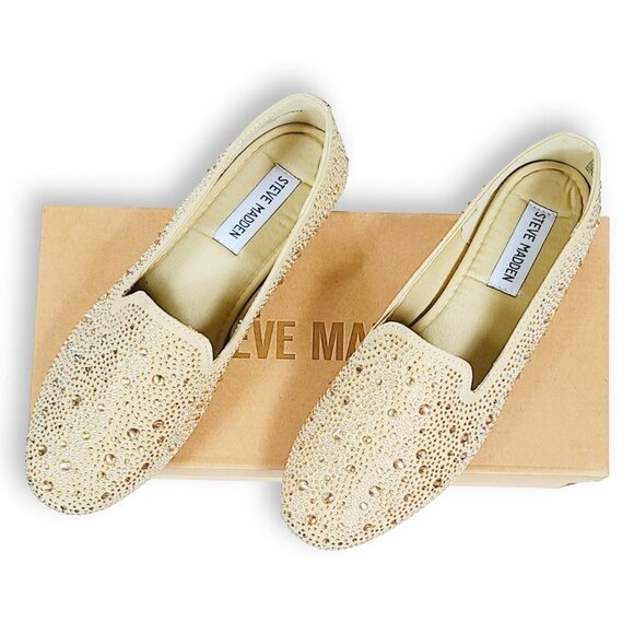 NWT Steve Madden Rhinestone Embellished Slip on Faux Suede Flats Comfort Shoes - Picture 5 of 6